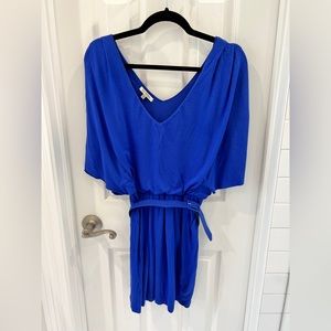 Blue Jersey flutter sleeve dress, size P